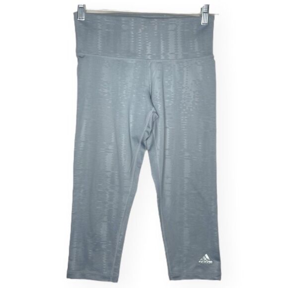 Adidas gray Capri cropped shiny leggings active‎ - Picture 1 of 7